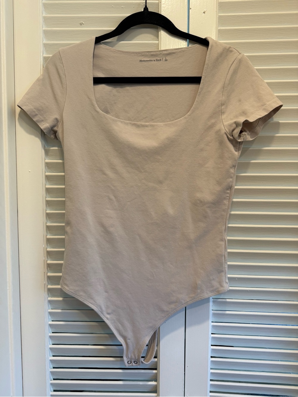 Abercrombie & Fitch Beige Scoop Neck Short Sleeve Bodysuit